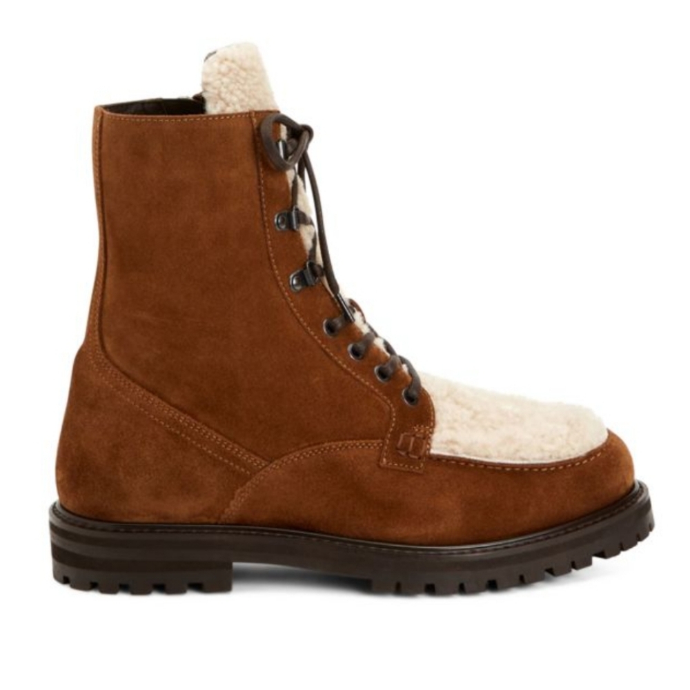 Aquatalia’s suede `Isaac’ boots Shearling Lug Sole Italian Luxury Designer #75 - Picture 8 of 12